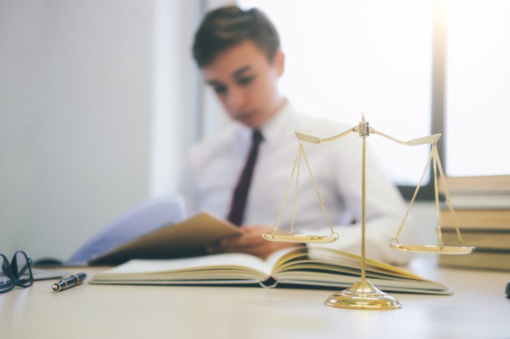 Young lawyer working in office